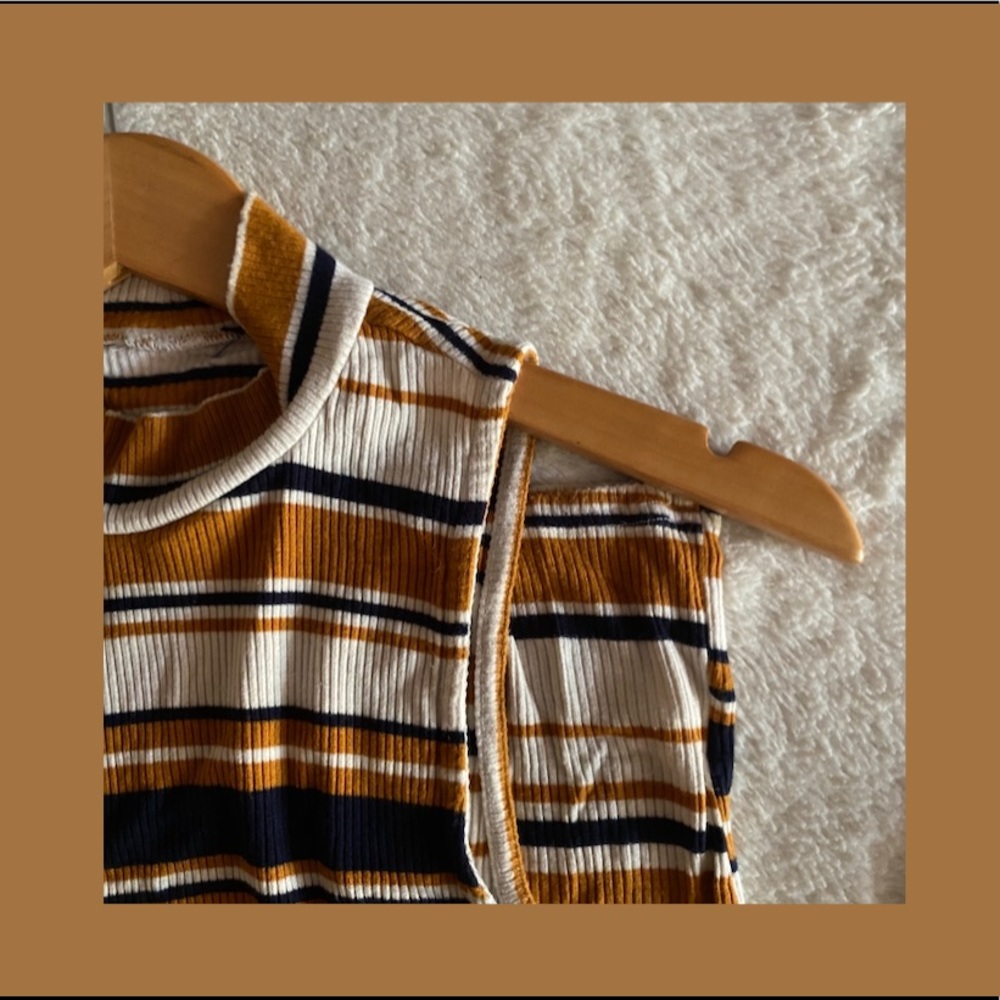 striped mock-neck halter top